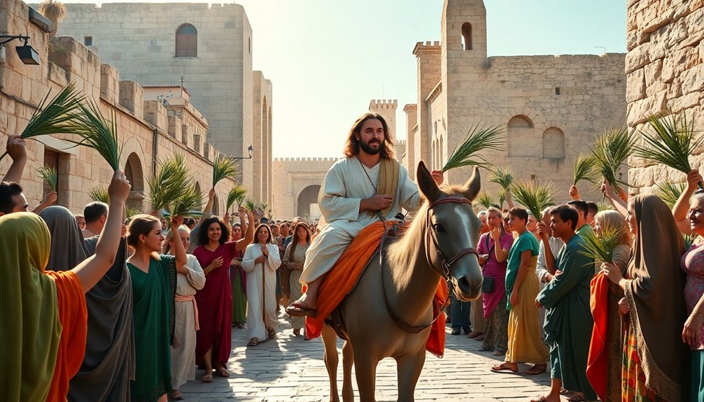 jesus rides donkey triumphantly