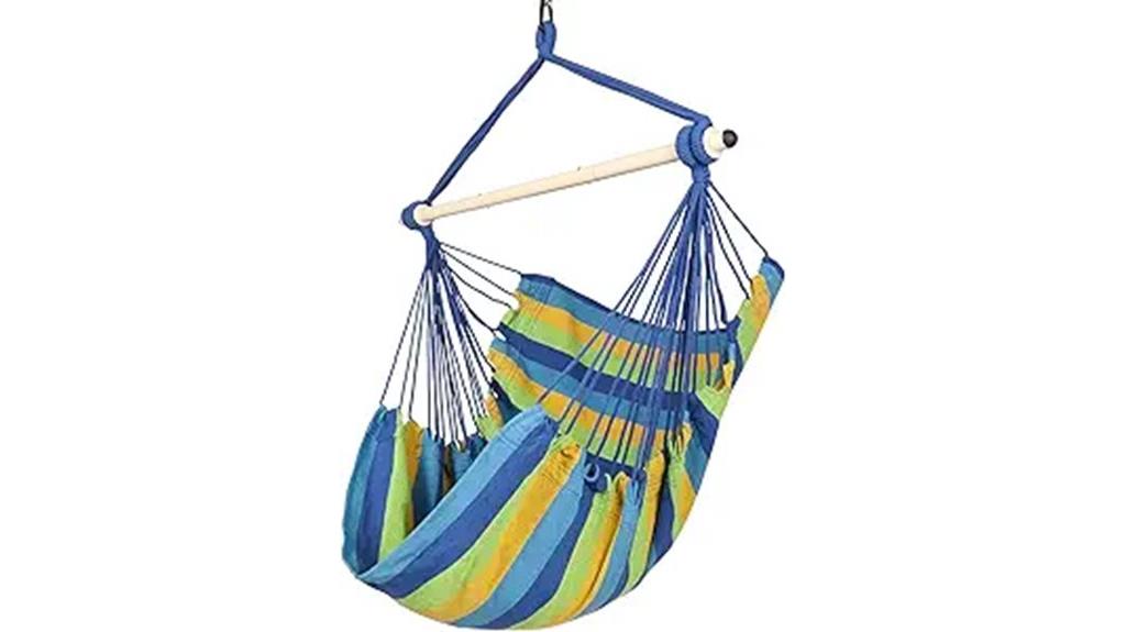 blue striped hammock chair