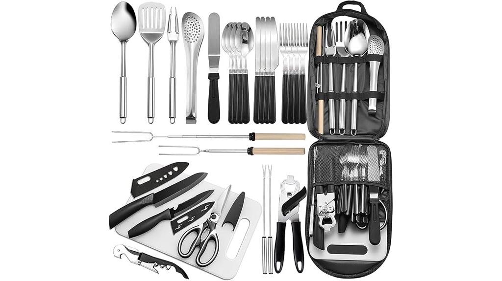 compact camping utensil set