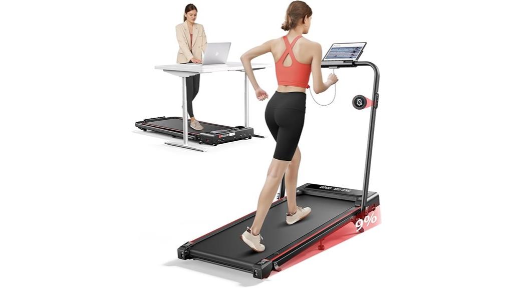 foldable incline treadmill with handles