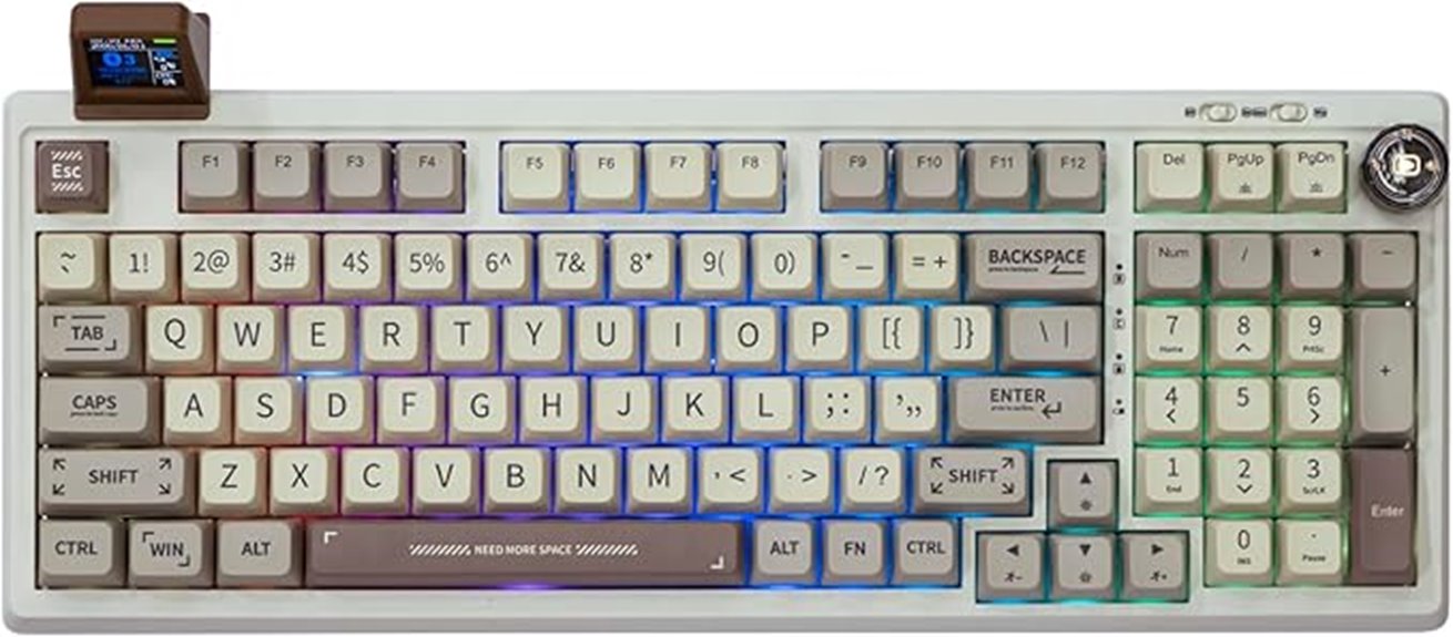 retro gaming keyboard with screen