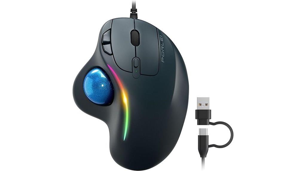 rgb wired trackball