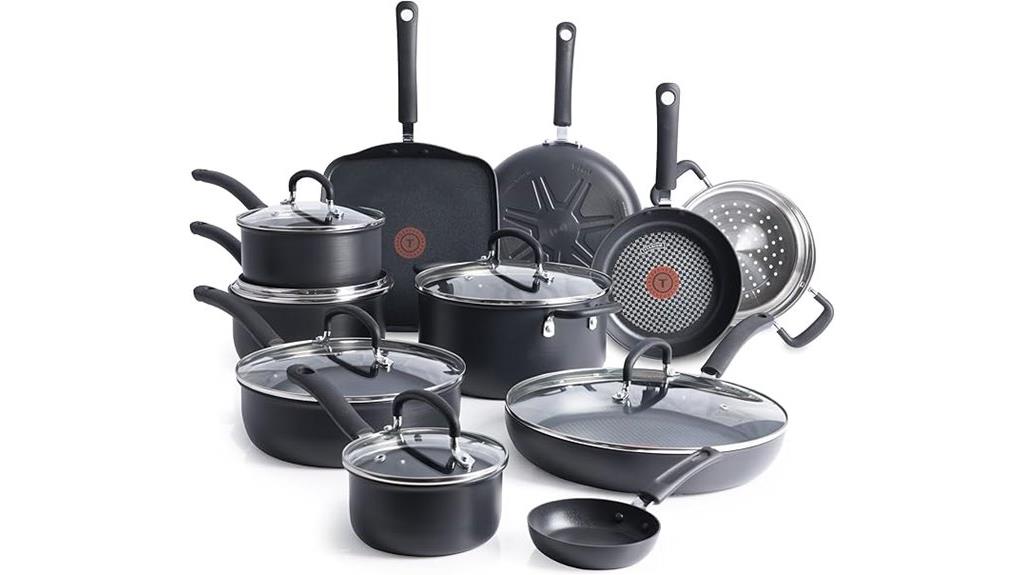 t fal 17 piece cookware set