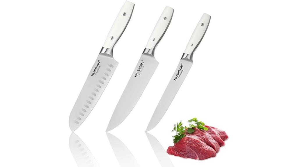 three piece ergonomic chef knives