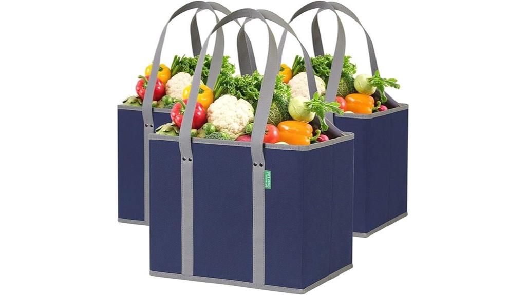 three washable shopping bags