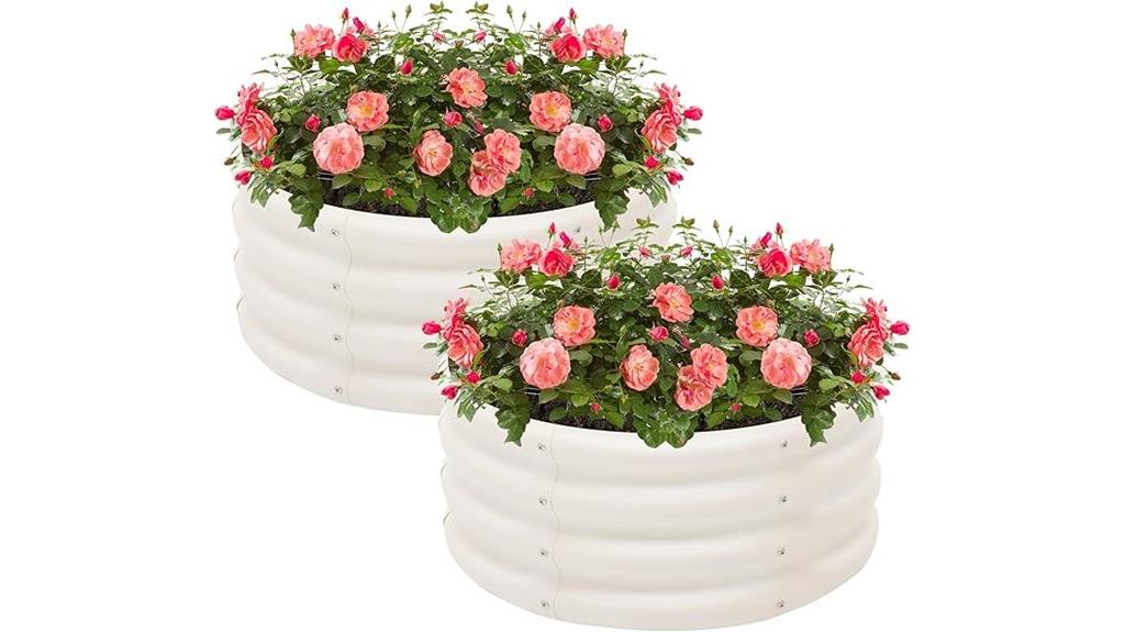 two galvanized garden beds