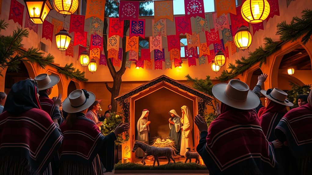 festive nativity and decorations