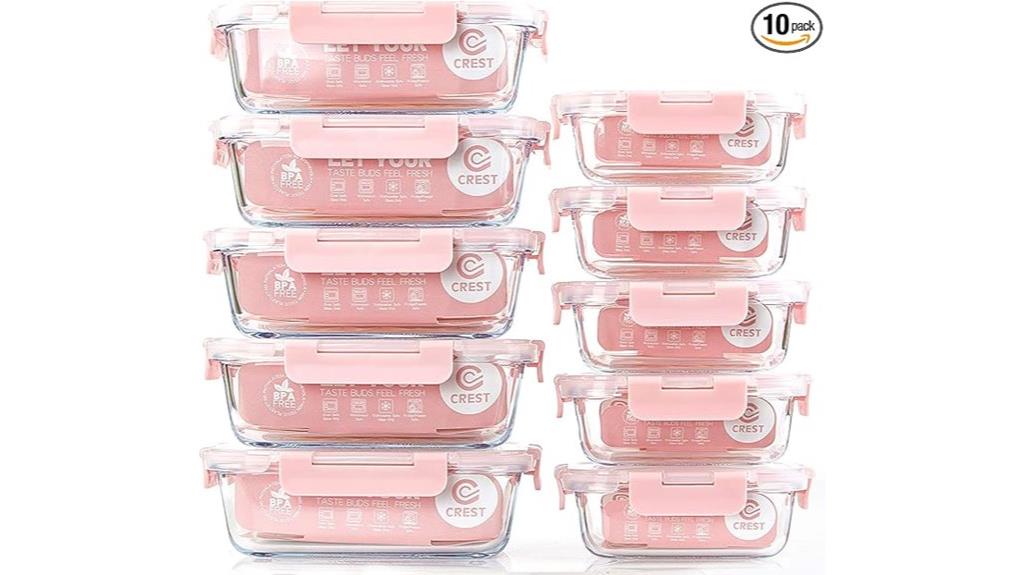 ten glass meal containers