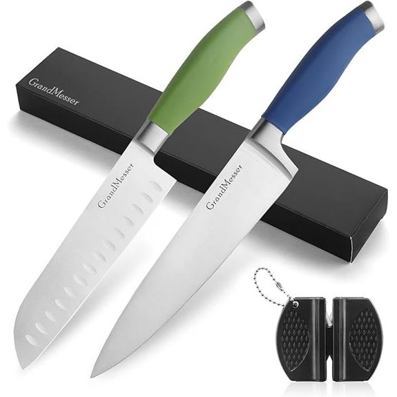 Kitchen Knives Set: 8 Chef & 7 Santoku with Handles