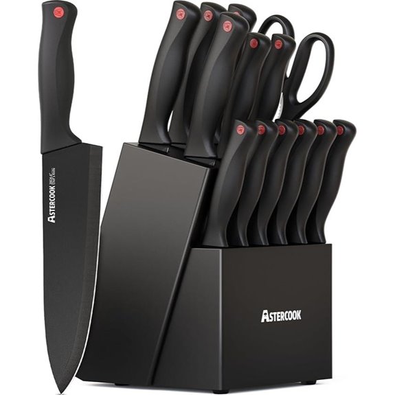 Astercook 15-Piece Knife Set with Sharpener Block