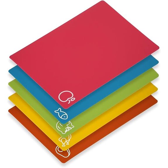 5-Pack Flexible BPA-Free Kitchen Cutting Boards