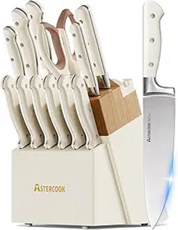 Astercook 14-Piece Kitchen Knife Set with Block