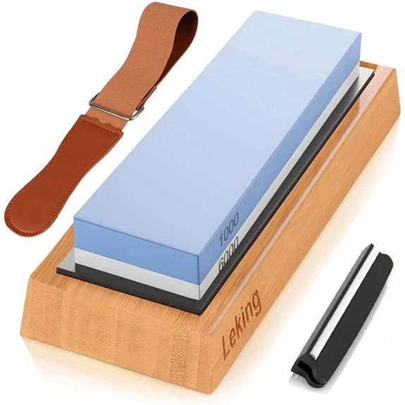 Leking Knife Sharpener & Whetstone Set with Base