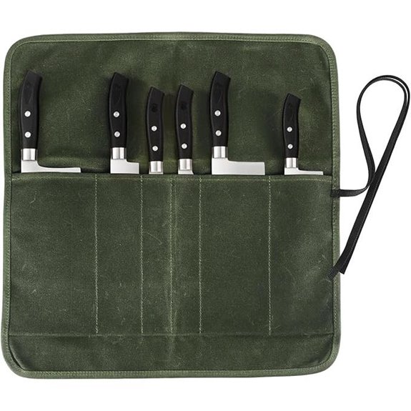 Chef's Knife Roll Bag with 6 Slots Waxed Canvas