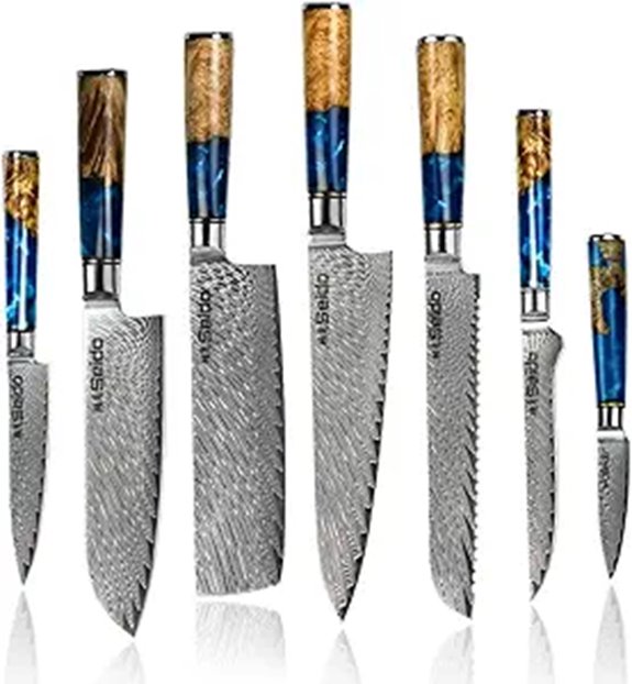 Seido 7-Piece Damascus Steel Kitchen Knife Set