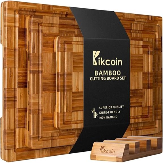Kikcoin Large Bamboo Cutting Board Set (3 Pieces)