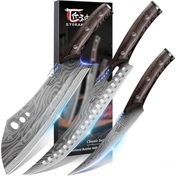Butcher Knife Set 3 Pcs Kitchen Meat Cleavers