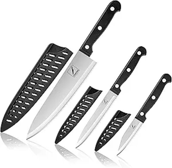 3-Piece Kitchen Knife Set with Sheath