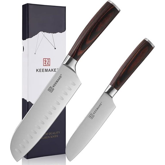 KEEMAKE 2-Piece Santoku Knife Set with Pakkawood
