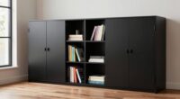 clutter free office bookshelf doors