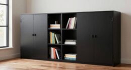 clutter free office bookshelf doors
